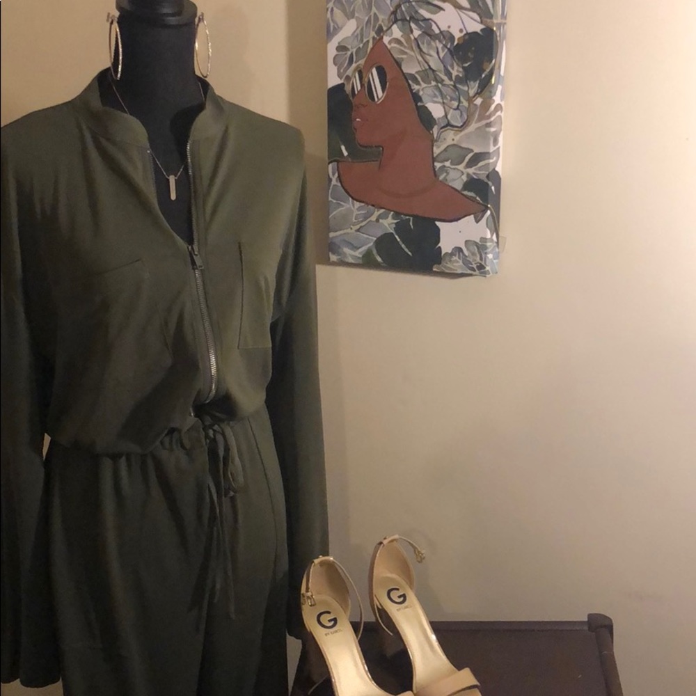 Express Soft Zip Front Utility Jumpsuit